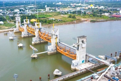 Một cống ngăn triều thuộc giải quyết ngập do triều khu vực Thành phố Hồ Chí Minh có xét đến yếu tố biến đổi khí hậu, giai đoạn 1. 