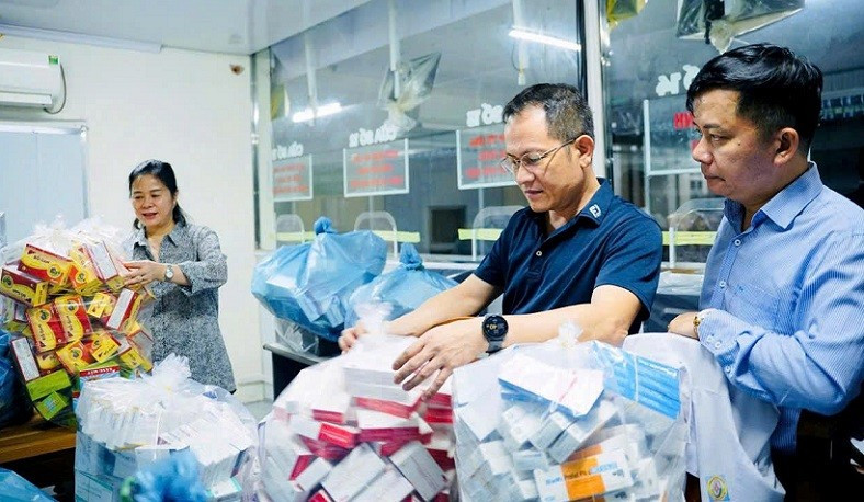 Cơ số thuốc dự phòng phục vụ công tác khám chữa bệnh trong và sau bão số 5 ở cơ sở 3, Bệnh viện Đa khoa thành phố Vinh.