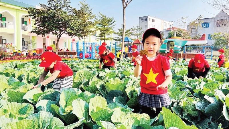 Khuôn viên thoáng, đẹp của Trường mầm non Yên Đồng, xã Tam Hồng.