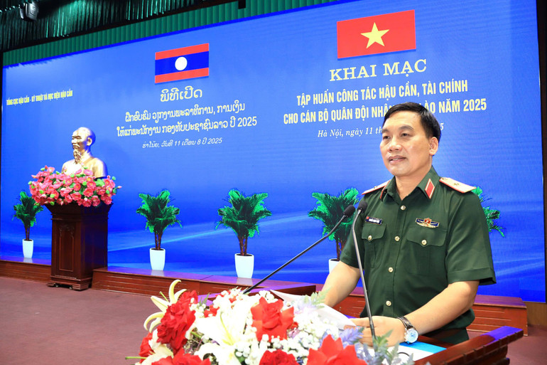 Thiếu tướng Nguyễn Trọng Thiện, Phó Chủ nhiệm Tổng cục Hậu cần-Kỹ thuật phát biểu khai mạc lớp tập huấn. z6895651126042-9d16060528644f62c03d7d9a351c78c1.jpg