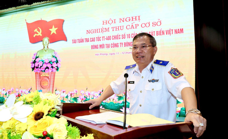 Thiếu tướng Đàm Xuân Tuấn, Phó Tư lệnh Cảnh sát biển Việt Nam phát biểu kết luận nghiệm thu. z6898381069607-688d49e5f879e1c82fda4d69fb4b9f4b.jpg