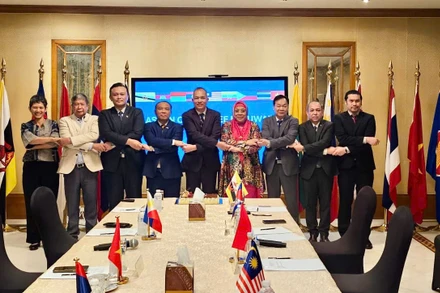 Các Đại sứ, Đại biện các nước ASEAN tại Kuwait tham gia lễ kỷ niệm. (Ảnh: Đại sứ quán Việt Nam tại Kuwait)