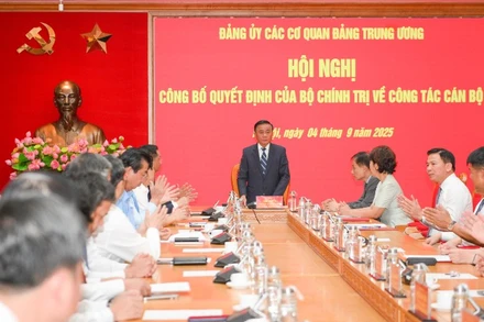 Đảng ủy các cơ quan Đảng Trung ương tổ chức hội nghị công bố Quyết định của Bộ Chính trị về công tác cán bộ. (Ảnh: THẾ ĐẠI)