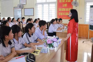 Một tiết học của học sinh lớp 9 Trường trung học cơ sở Trần Hưng Đạo (phường Kiến An, Hải Phòng). (Ảnh: VŨ DUYÊN)