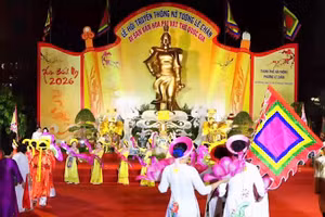 Tâm điểm của Lễ khai mạc Lễ hội truyền thống Nữ tướng Lê Chân năm 2026 là chương trình nghệ thuật “Khúc khải hoàn Nữ tướng Lê Chân”.