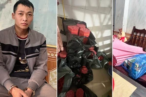 Đối tượng Đoàn Sỹ Duy và tang vật vụ án. (Ảnh: Công an Hải Phòng)