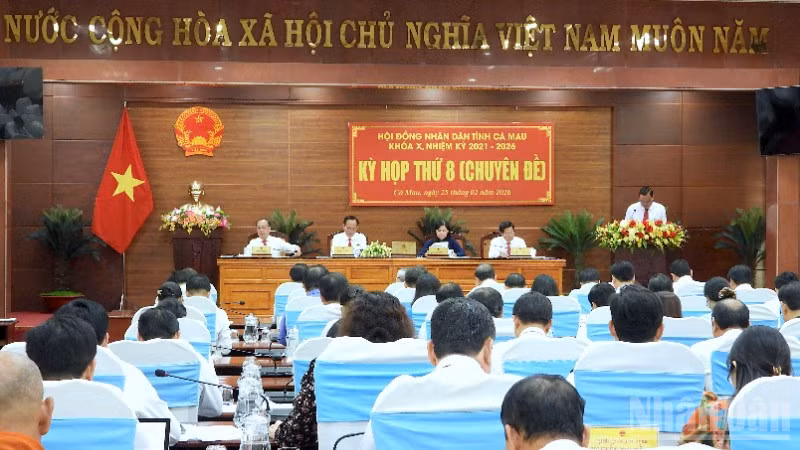 Quang cảnh Kỳ họp thứ 8 của Hội đồng nhân dân tỉnh Cà Mau khóa X, nhiệm kỳ 2021-2026.