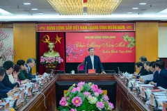 Đồng chí Lê Minh Trí chủ trì cuộc họp. (Ảnh: BẢO LONG)