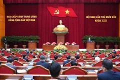 Phiên bế mạc Hội nghị lần thứ 14 Ban Chấp hành Trung ương Đảng khóa XIII. (Ảnh: ĐĂNG KHOA)