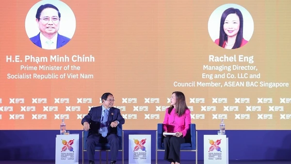 Thủ tướng Chính phủ Phạm Minh Chính dự Phiên đối thoại cấp cao trong khuôn khổ Hội nghị Thượng đỉnh Kinh doanh và Đầu tư ASEAN (ABIS) 2025. (Ảnh: Nhật Bắc/VGP)