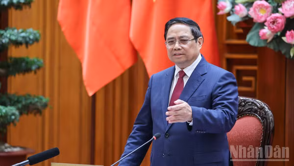 Thủ tướng Chính phủ Phạm Minh Chính phát biểu ý kiến kết luận cuộc họp. (Ảnh: Trần Hải)