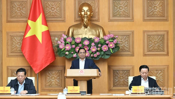 Thủ tướng Chính phủ Phạm Minh Chính chủ trì Phiên họp thứ tư Ban Chỉ đạo Trung ương về chính sách nhà ở và thị trường bất động sản. (Ảnh: Trần Hải)