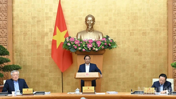 Thủ tướng Phạm Minh Chính chủ trì Phiên họp Chính phủ thường kỳ tháng 11. (Ảnh: TRẦN HẢI)