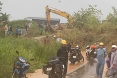 Hiện trường sạt lở đất đá.