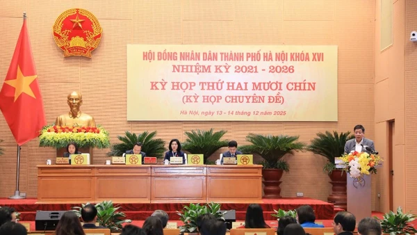 Phó Chủ tịch Thường trực Ủy ban nhân dân thành phố Hà Nội Dương Đức Tuấn trình bày tờ trình tại kỳ họp thứ 29.