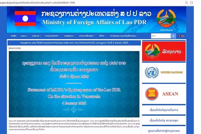 Trang web của Bộ Ngoại giao Lào đăng thông tin.
