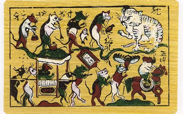 Tranh dân gian Đông Hồ “Đám cưới chuột”.