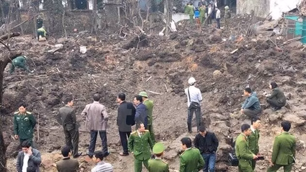 Hiện trường vụ nổ ở Bắc Ninh. Ảnh Vietnamplus.