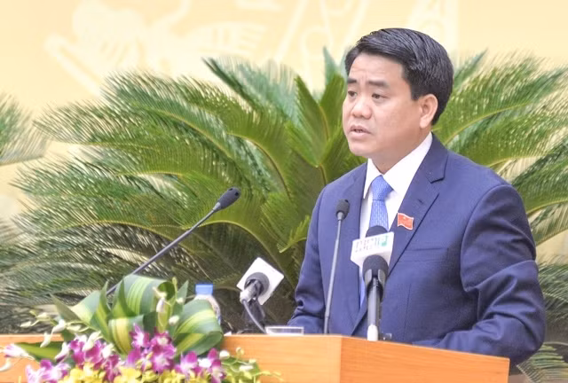 Đồng chí Nguyễn Đức Chung phát biểu nhậm chức Chủ tịch UBND thành phố Hà Nội. Ảnh: Duy Linh