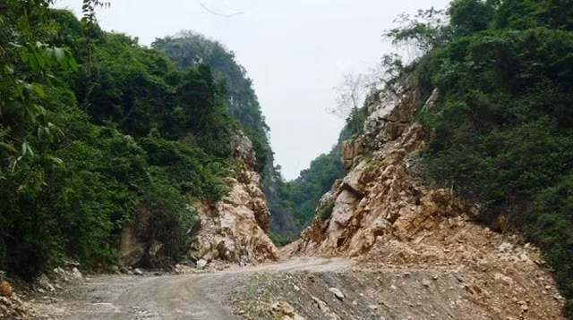 Con đường trái phép do Công ty CP Minh Anh tự ý xẻ núi, làm đường, xâm phạm nghiêm trọng di sản Vịnh Hạ Long.