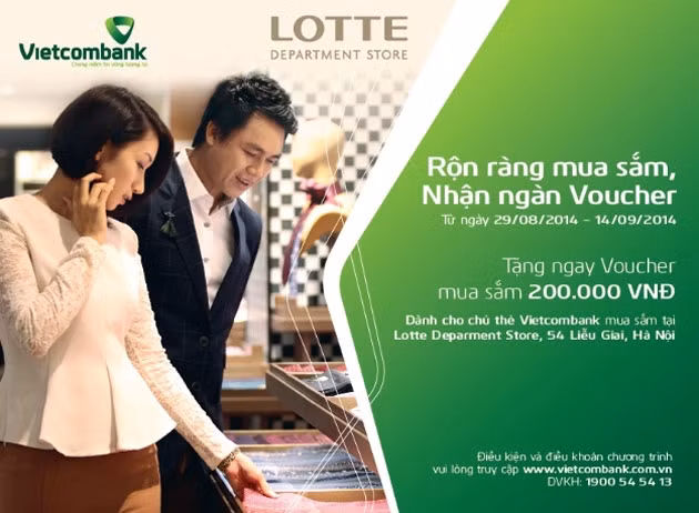 Vietcombank và Lotte phối hợp triển khai chương trình khuyến mại