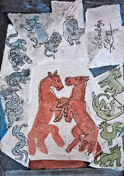 Bột mầu trên giấy. Tranh : NGUYỄN TƯ NGHIÊM