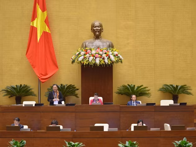 Phó Chủ tịch Quốc hội Tòng Thị Phóng điều khiển phiên họp.