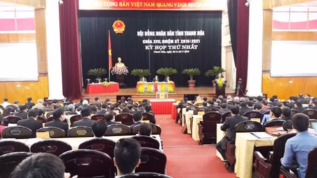 Toàn cảnh kỳ họp thứ nhất, HĐND tỉnh Thanh Hóa khóa XVII.
