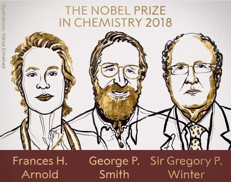 Chân dung ba nhà khoa học đoạt giải Nobel Hóa học năm 2018. (Hình ảnh: Niklas Elmehed)