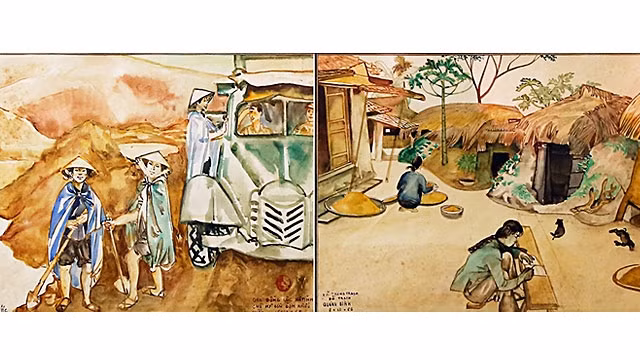 Một số ký họa của cố họa sĩ Đào Đức tại triển lãm.