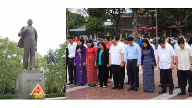 Đặt hoa tưởng niệm V.I.Lê-nin