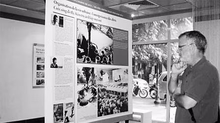 Một góc phòng triển lãm 40 năm Hà Nội - Điện Biên Phủ trên không.