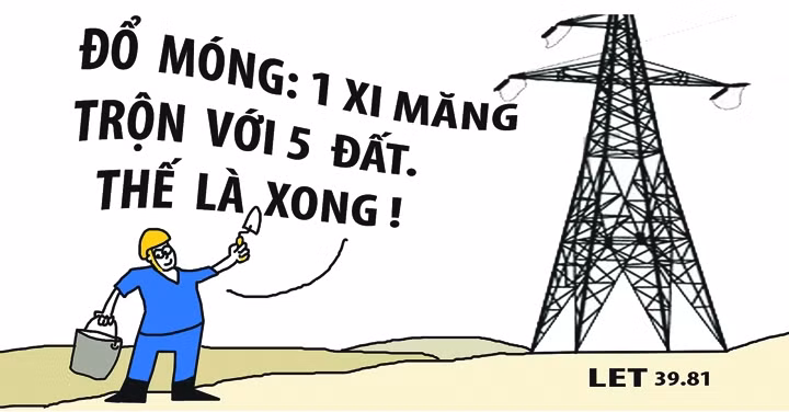 Móng cột điện cao thế 220 KV... Bê tông trộn đất
