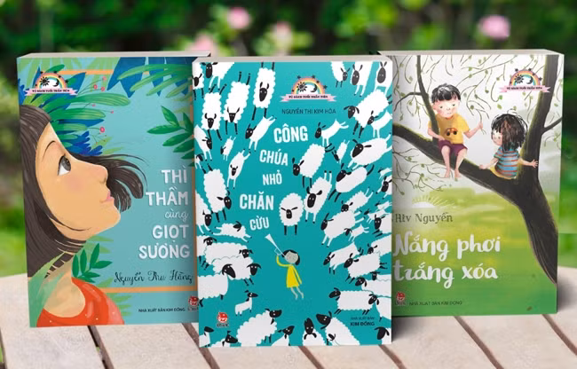 Bìa ba tác phẩm của ba nhà văn nữ viết cho thiếu nhi.