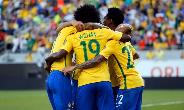 Các cầu thủ Brazil mừng chiến thắng đậm trước Haiti. (Ảnh: USA today).