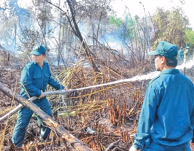 Triển khai lực lượng và phương tiện chữa cháy rừng tại Vườn quốc gia U Minh Hạ.