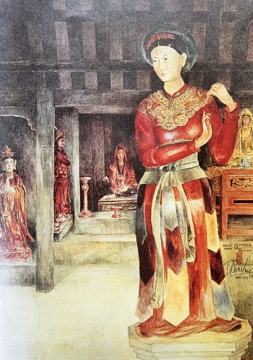 Tượng ở chùa Dâu. Tranh: TRẦN DUY