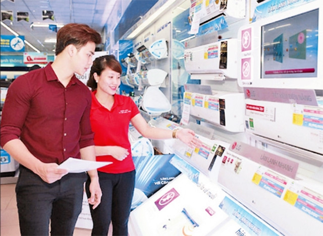 Khách hàng chọn mua sản phẩm điện lạnh.