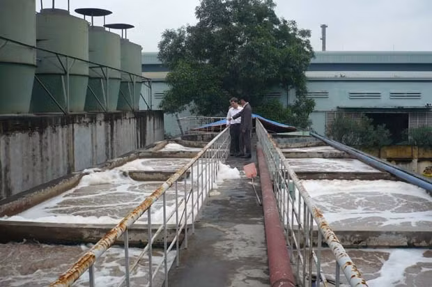 Hệ thống xử lý nước thải ở công ty cổ phần rượi bia và nước giải khát Hà Nội trong khu công nghiệp Phố Nối A, Hưng Yên.