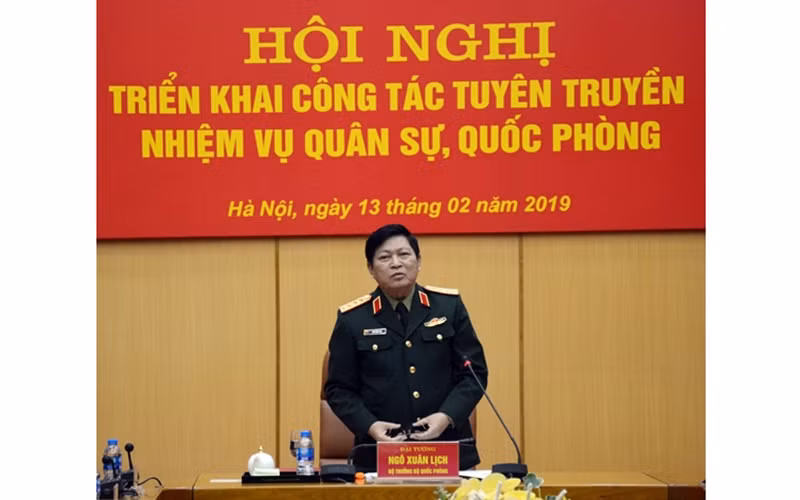Đại tướng Ngô Xuân Lịch phát biểu tại hội nghị. Ảnh: Báo Quân đội nhân dân.