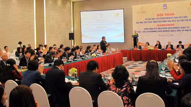 Nhiều đại biểu trong nước và quốc tế dự Hội thảo“Từ các mục tiêu thiên niên kỷ 2000-2015 đến các mục tiêu phát triển bền vững sau 2015: Vai trò của Nghị viện”.