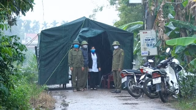 Chốt phòng dịch tại thôn 3 Ngô Khê, xã Bình Nghĩa, huyện Bình Lục.