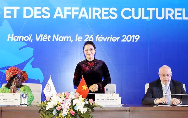 Chủ tịch QH Nguyễn Thị Kim Ngân tại Hội nghị. Ảnh: TRỌNG ĐỨC (TTXVN)
