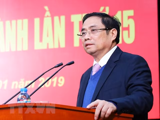 Đồng chí Phạm Minh Chính, Ủy viên Bộ Chính trị, Bí thư Trung ương Đảng, Trưởng Ban Tổ chức Trung ương phát biểu chỉ đạo Hội nghị. (Ảnh: Phương Hoa/TTXVN)