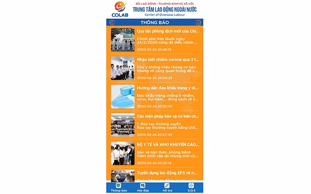 Ứng dụng kết nối COLAB SOS cho lao động làm việc ở nước ngoài 