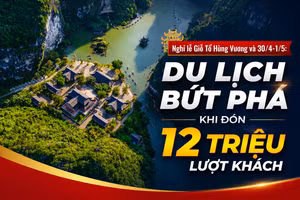 Ninh Bình dẫn đầu cả nước khi đón hơn 2,37 triệu lượt khách trong đợt nghỉ lễ Giỗ Tổ Hùng Vương và 30/4-1/5. (Ảnh: Sở Du lịch Ninh Bình)