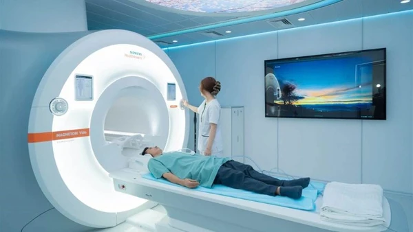 Bệnh viện đầu tư hệ thống trang thiết bị tiên tiến, như máy chụp cộng hưởng từ MRI 3.0 hiện đại hàng đầu thế giới.