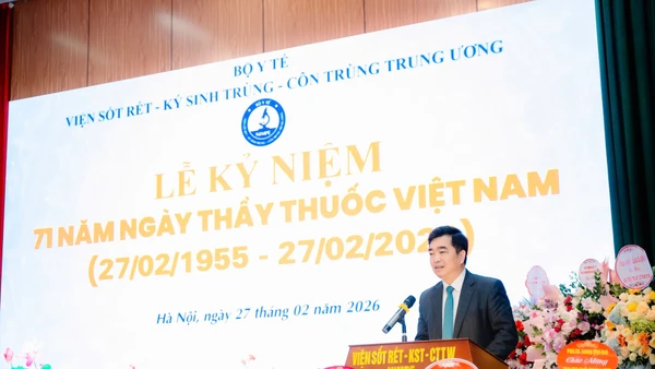 Đồng chí Nguyễn Hoàng Mai, Phó Chủ nhiệm Ủy ban văn hóa và Xã hội của Quốc hội phát biểu tại Lễ kỷ niệm. 