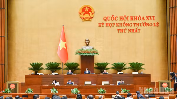 Các đại biểu thảo luận ở hội trường sáng 12/8. (Ảnh: DUY LINH)