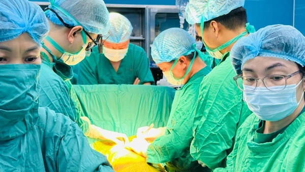Ê-kíp bác sĩ tiến hành ghép phổi cho người bệnh. 